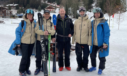 Mr Eklof returning to skiing in the French alps after successful knee replacement surgery at Nuffield Health Hospitals